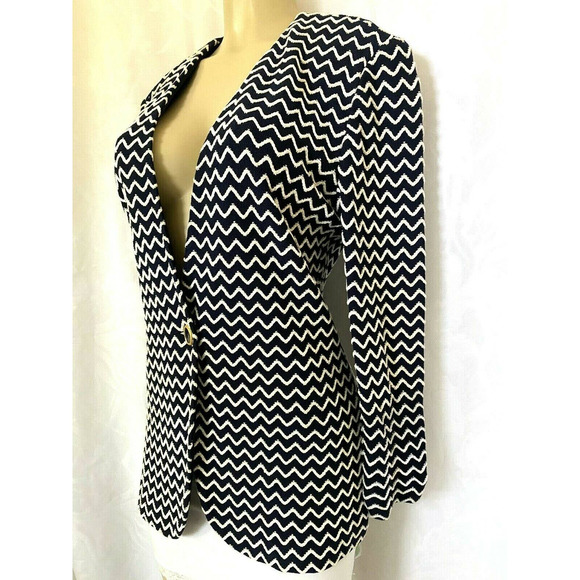 St John Knit Jacket Cardigan Blazer Sweater Long Sleeve One Button Navy … - Picture 2 of 6